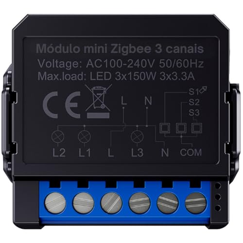 Interruptor Rele Inteligente Zigbee NovaDigital 3 Canais Tuya Smart Life Alexa Mini Smart Switch