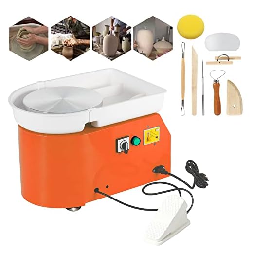 ZXMOTO Pottery Wheels Electric Kiln for Clay Pottery Machine for Adult Ceramic Forming Machine with Adjustable Foot Lever Pedal for Work Clay Art Craft DIY Tool Home Use 350W Orange