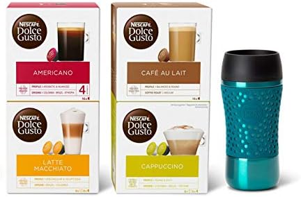 De'Longhi Nescafé Dolce Gusto Colors,Single Serve Capsule Coffee Machine Starter Kit, including travel mug and Americano pods, EDG355.B1, Black