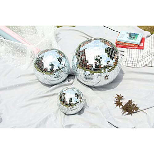 Adornos para Árbol de Navidad, 2 Unidades de Bolas Espejadas Disco Ball, Decoración Navideña y para Bodas, Bola Colgante Plateada para Fiestas, Diámetro 10 cm miniatura 6