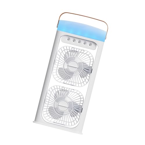 JAMNGHB Ventilador de escritorio con función de hielo y temporizador inteligente para dormitorio, sala de juegos, pequeño ventilador de acondicionamiento