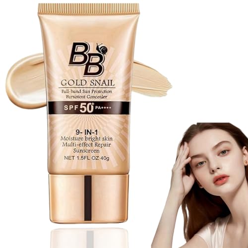 BB Cream Light,Tinted SPF 50 Face Moisturiser,BB Cream Foundation Snail Extracts,Tinted Moisturiser Face Women,Tinted BB Cream Cover Blemishes,Tinted Sunscreen for Face,Color Correcting Cream