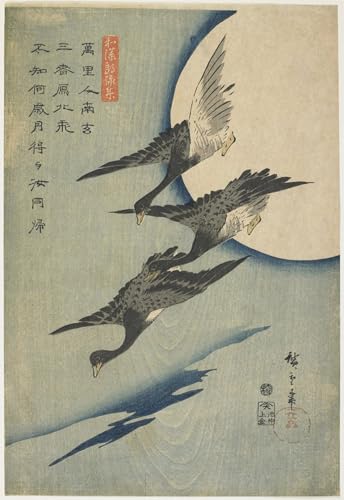 Tableaux Graffiti Art Mural d'Oies Utagawa Hiroshige Moderne 60x90cm