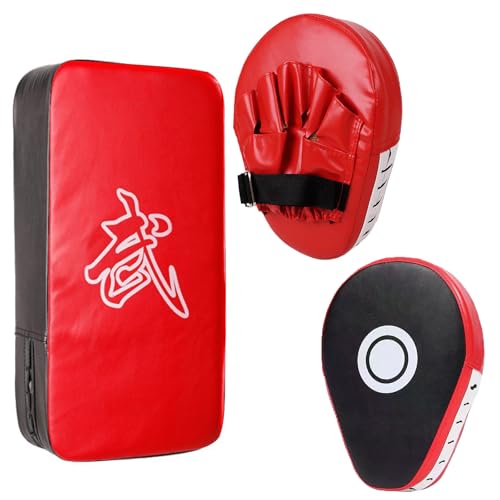 2-in-1 Punching Mitts Kick Pack Set,Curved Boxing Gloves Adjustable Kick Shield for Men,Women,Beginner,Adults,Youth,Boxing Mitts and Pad Kit for Taekwondo,Karate,Muay Thai,MMA Sparring Gear Equipment
