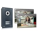  2 Familienhaus Video Türsprechanlage 7\'\' Monitor Kamera 170° Anthrazit, Farbe: Ohne, Größe: 2x7\'\' Monitor Spiegel ohne WLAN Außenstation anthr