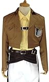 WanXiaoFeng Women Hanji Zoe Costume Shirt Jacket Outfit Adult Levi Ackerman Cosplay Jacket Halloween Outfit (Brown-1, Small)