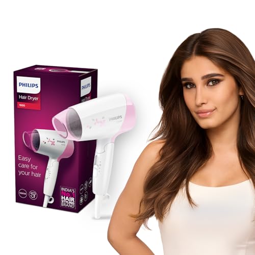 Philips India's No.1 Hair Styling Brand - Foldable Hair Dryer | 1200W | Fast Blow Dry | 2 Heat Settings | ThermoProtect Tech |Travel-Friendly, Quick Dry | Frizz Control For Indian Hair | HP8120 view 1