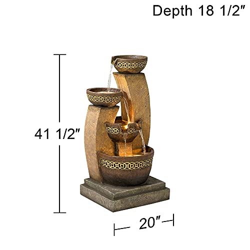 Four Bowl Outdoor Floor Water Fountain 41" High Cascading For Garden Patio Yard Deck Home Lawn Porch House Relaxation Exterior Balcony - John Timberland #TOP4