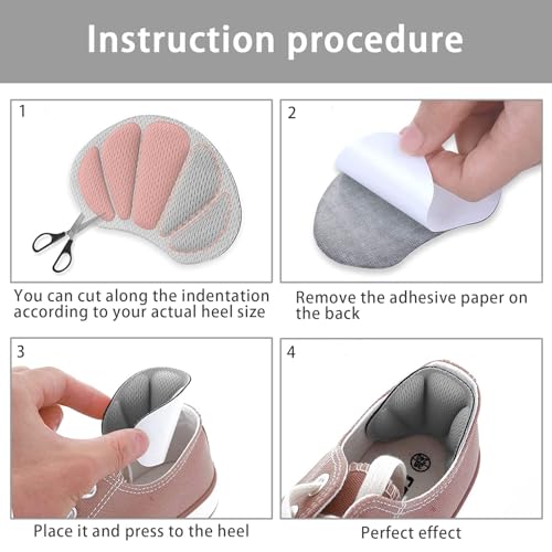 4 Paar Fersenpolster, Atmungsaktiv Fersenkissen, Selbstklebend Fersenschutz Fersenkissen, Unsichtbare fersenpolster, Verhindert Reibung, für Damen Herren(2 Schwarz,1 Hautfarbe,1 Grau)