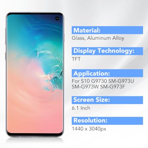 Screen for S10, Screen Replacement with Frame for S10 G9730 G973U G973W G973F, 6.1inch LCD Display Digitizer Assembly with Repair Tools (Black) by Yoidesu - Used condition - Image 6
