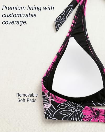 Image of Holipick Women Halter Bikini Tops - Push Up Bathing Suit Top V Neck Full Coverage Swimsuit Top Only
