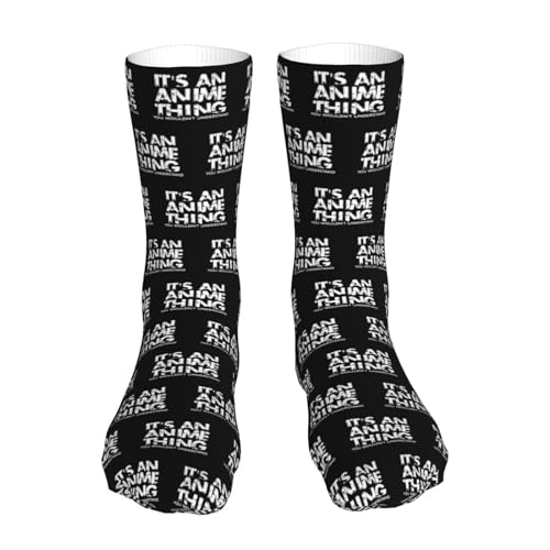 GOYKPMZXR It's an Anime Thing Casual Calf Socks for Men's and Women's Winter Warm, Black, One Size