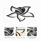 Riserva Nowoczesna lampa sufitowa LED, 60W 6500LM Kreatywna akrylowa lampa sufitowa w kształcie kwiatu, 5 płatkowych czarnych żyrandoli ledowych do salonu, sypialni, jadalni, kuchni, ciepła biel 3000K