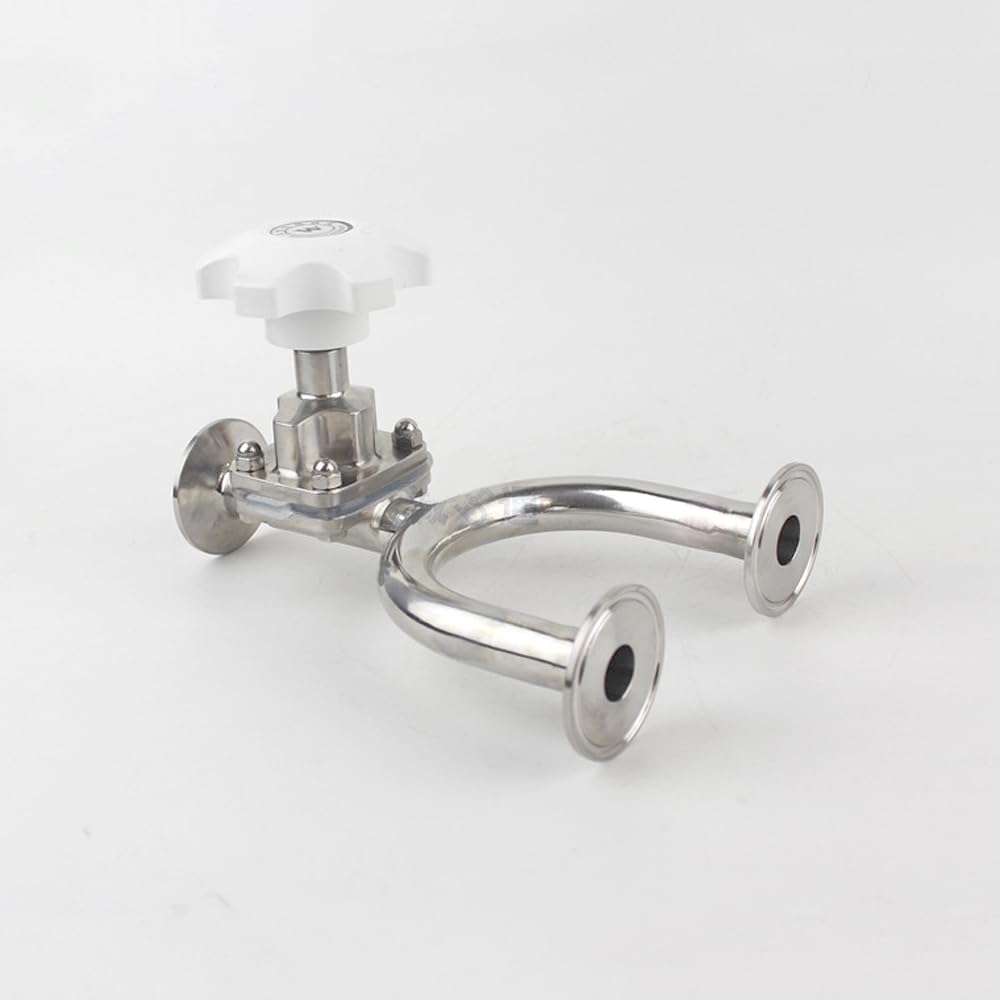 Fit 19/25/32/38mm x 1.5" Tri Clamp U-Shaped 3 Ways Diaphragm Valve 316L Stainless Steel (38-25-38mm)