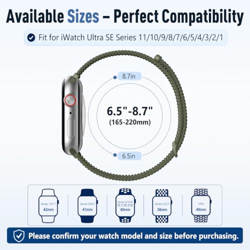 DGege 5 Pack Sport Nylon Loop Compatible with Apple Watch Bands 42mm 44mm 45mm 46mm 49mm for Women Men, Adjustable Breathable Soft Braided Straps for iWatch Series 11 10 9 8 7 6 5 4 3 2 1 SE Ultra by DGege - Used condition - Image 8