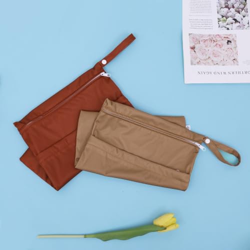 image for ALVABABY 2pcs Cloth Diaper Wet Dry Bags Waterproof Reusable with Two Z