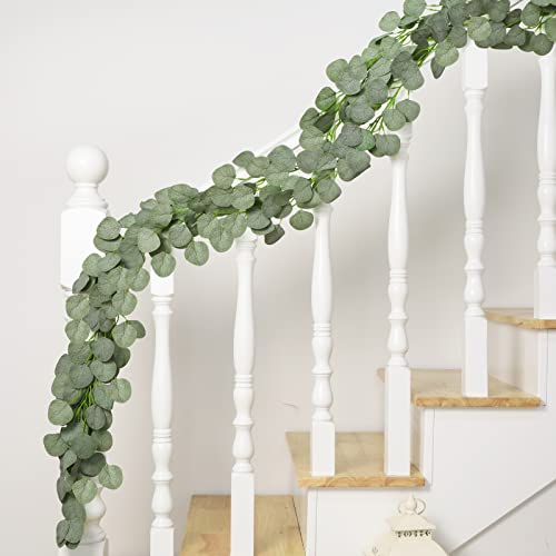 Jpsor 20Pcs 118Ft Artificial Eucalyptus Garland Faux Greenery Garland Bulk Silver Dollar Eucalyptus Leaves Vines Plants For Mantle Table Wedding Party Garden Decoration #TOP6