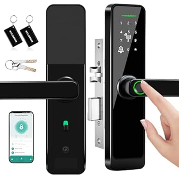 LucZeng Fechadura Digital Biométrica, 5 em 1 Inteligente Fechadura Eletronica com Tuya Wi-Fi, Touch Screen Fechadura Digital - Abertura via Biometria, Senha Numérica, cartão IC, chave e APP