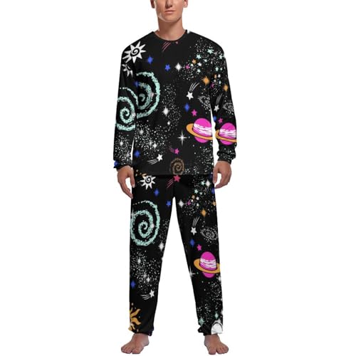 Vêtements de nuit homme Planète Galaxie ensemble de pyjama chaud avec pantalon décontracté