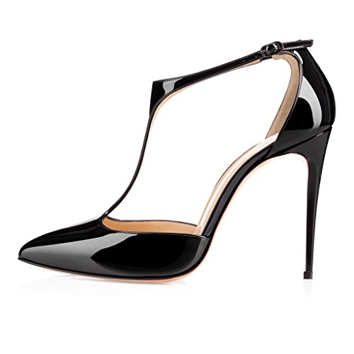 EDEFS - Escarpins Femmes - Chaussures Femmes - Talon Aiguille - Bride Cheville - Soiree Mariage - Noir - Taille 42