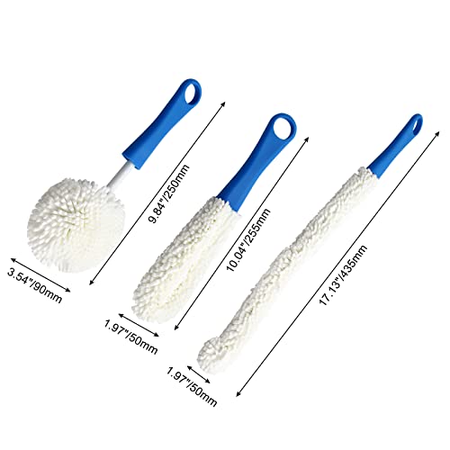 Image of BokWin 3 Pcs Decanter Cleaner Set Flexible Wine Bottle Cleaning Brush with Decanter Cleaning Balls,Scourer Cleaning Tools for Glasses Goblets Cups Champagne Flutes(Blue)