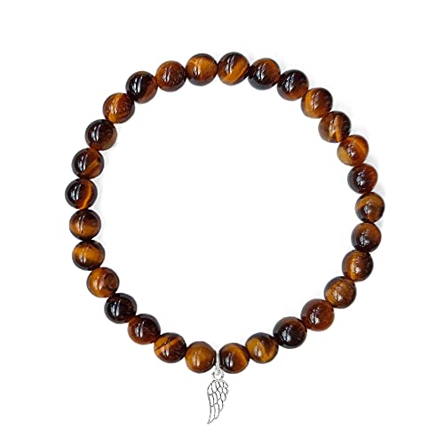 Image of natural crystal semi-precious stone bracelet elastic 16.5 17.78cmwith925 sterling silver angel charms Women Girl Gift