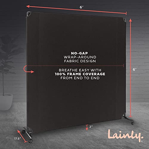Lainly Rolling Room Divider Wall - Made In North America (6' L X 6' H, Dark Gray) Partition Room Dividers, Temporary Wall, Office Divider, Privacy Screen, Wall Divider & Room Divider Screen #TOP5