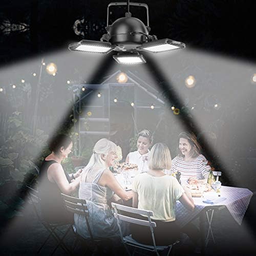 hixyer Solar Pendant Lights Outdoor Indoor, Solar Powered Shed Light Upgrade Day Working Lighting 3 Leaf Solar Security Lamp with Remote Control for Home Garage Garden Gazebo Barn Tent