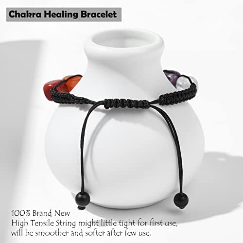 7 Chakra Healing Crystal Bracelet Natural Gemstones Beaded Braided Bracelet Adjustable Anxiety Bracelet for Women Man Reiki Chakras Yoga Energy Meditation Jewellery Gifts