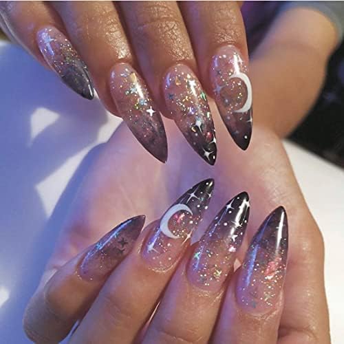 24 PZ Moon Stars Fake Nail Amore Cuore Onda Della Perla Acrilica ...