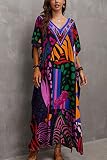 LikeJump Damskie kimono z dekoltem w szpic, boho, maxi, stroje kąpielowe typu kaftan bikini, letnia sukienka plażowa, topy, A fioletowy, Rozmiar uniwersalny