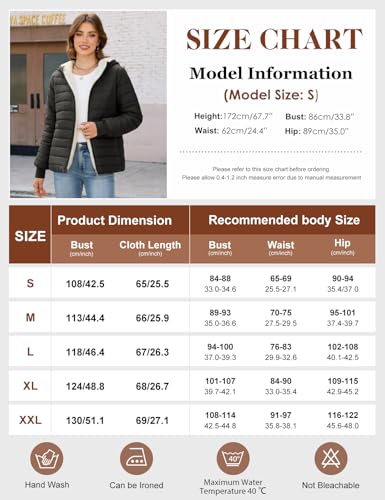 Yuson Girl Winter Jacket for Women UK Ladies Lightweight Coat Hooded Quilted Padded Short Jackets Warm Fleece Lined Windproof Parka Quilted Padded Coat Zip Outerwear with Pockets(Black, L) - Image 6