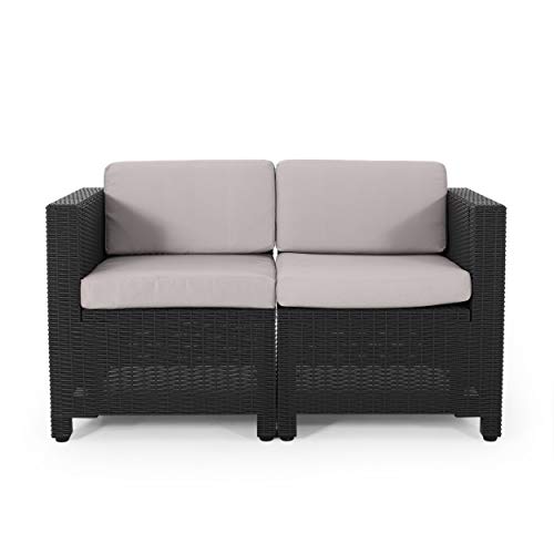 Christopher Knight Home Roger Outdoor Faux Wicker 8 Seater Chat Set With Cushions, Dark Gray And Gray #TOP7