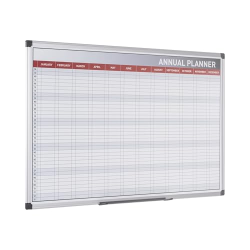 Bi-Office Jahresplaner mit 52 Wochen, Magnetisch, Aluminium Rahmen, 90x60cm