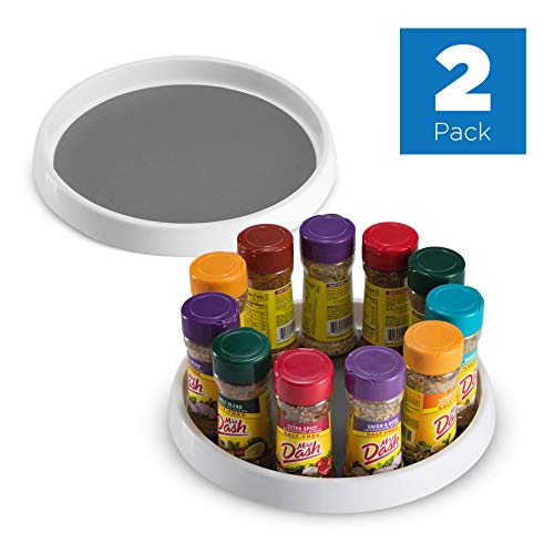 2 Pack Non Skid Lazy Susan Turntable Cabinet Organizer - 360 Degree Rotating
