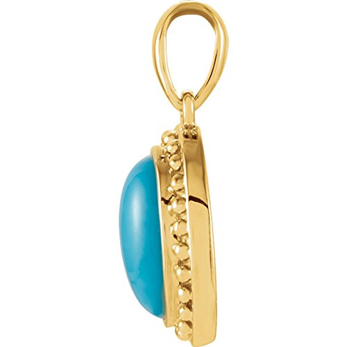 Banvari 11X7 Mm Genuine Cab Turquoise Pendant In 14K Yellow Gold #TOP1