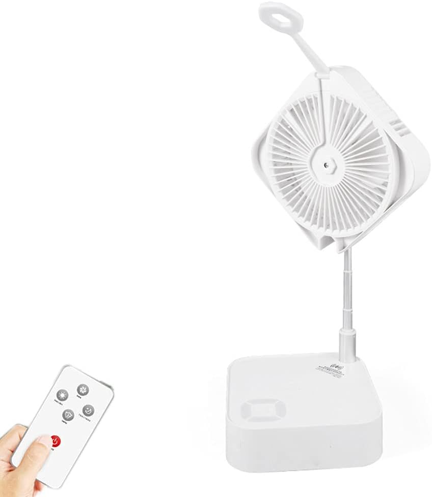 hejhncii Foldaway Stand Floor Fan with Humidifier USB Rechargeable Adjustable Height Desk Fan for Bedroom Office Outdoor Folding Desk Fans Small Quiet Fan USB