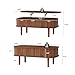 Fluted Lift Top Coffee Table with Hidden Compartment, Fully Assembled Wooden Center Table, Modern Oval Lift Tabletop for Home Living Room Office, Walnut