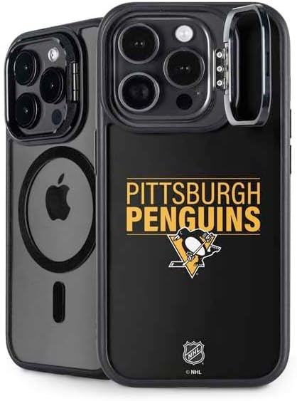 Skinit Kickstand Phone Case Compatible with iPhone 16 Pro - Officially Licensed NHL Pittsburgh Penguins Lineup Design