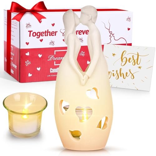 Faivykyd Wedding for Her & Him - Love Candle Holder, Couples Kiss Gift Statue, Bridal Shower Engagement Present, Valentines Gifts for Women, Wife, Husband, Girlfriends, Boyfriends