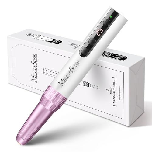 MelodySusie Pen-Shaped Portable Cordless Nail Drill, PC180E 25000RPM Rechargeable Electric File with LED Display for All Nail Care, Manicure Shaping & Acrylic Gel Removal for Nail Artists DIY at Home