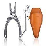 GOMEXUS Titanium Fishing Pliers 7.5'' with Side Cutters, Lanyard & Leather Sheath, Never Rust Hook Remover, Saltwater Resistant, Inshore & Nearshore Fishing (Offshore Straight Nose, 7.5 INCHES)