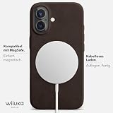 WIIUKA Etui na iPhone 17, skórzane etui z Niemiec, bardzo cienkie, etui premium na telefon komórkowy, Case, Qi, skiin More, brązowy vintage