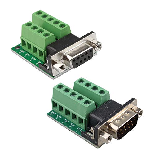 Futheda DB9 Mâle et DB9 Femelle D-SUB Plaque Adaptateur 9 Broches Connecteur RS232 Série à Terminal Board Signal Module sans Soudure avec écrou (mâle avec écrou x 1, Femelle avec écrou x 1)