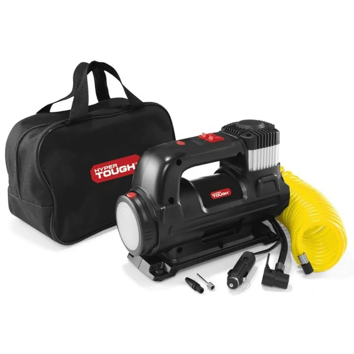 Hyper Tough DC 12V Heavy Duty Direct Drive Digital Tire Inflator with Detachable LED Light, Powerful Direct-Drive Motor & Air-Cooled Motor.