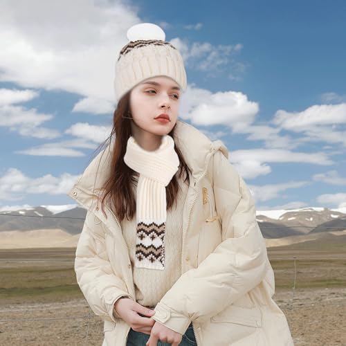 Gorro de invierno y bufanda de punto premium: conjunto térmico con manoplas contra el clima frío 2