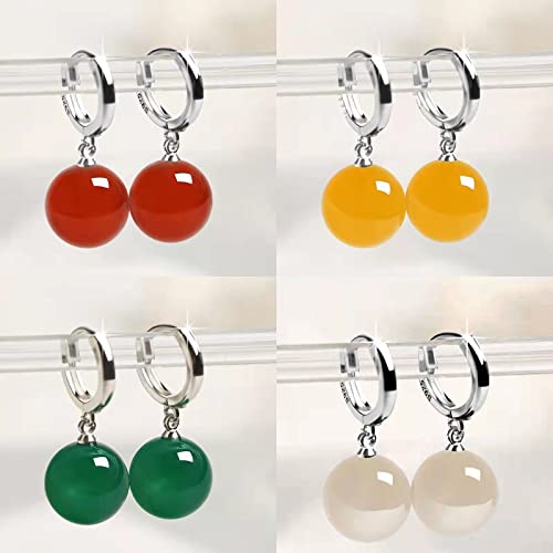 Sainsunrlp S925 Silver Plated Yellow Agate Earrings Beaded Earrings Clip On Earrings Dangle Earrings For Women Jewelry For Women Simple Elegant Earrings #TOP5