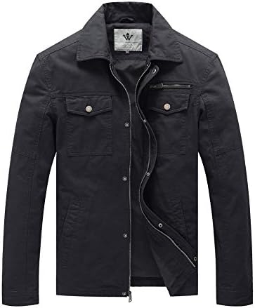 WenVen Men's Slim Fit Lightweight Military Jacket (Grey,XL)