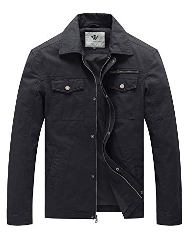 WenVen Men's Spring Coats Breathable Warm Military Jacket (Grey,2XL)