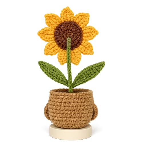 GOOLERY Gifts for Mom from Daughter, Son for Mom, Wife, Women - Moms Birthday Gift Ideas, Birthday Gifts for Moms, Mothers - Best mom Crochet Gift, Positive Crochet Sunflower Handmade